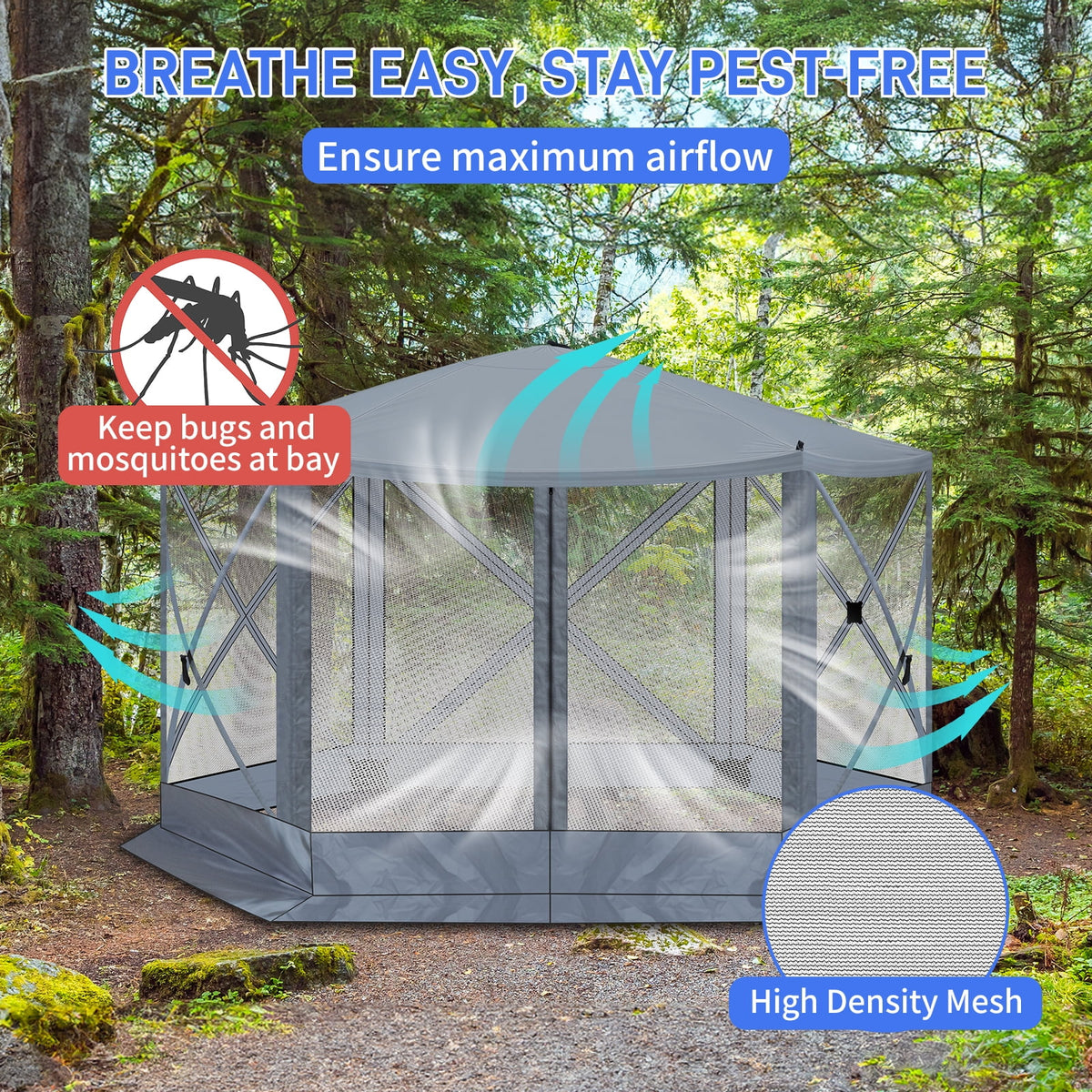 UBesGoo 12 x 12 Ez Pop Up Gazebo Canopy Tent with Mosquito Netting for Patio, Camping and Picnic Includes Carry Bag
