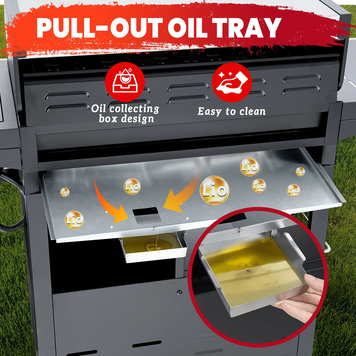 BBQ Grill, Seizeen Gas Grill with Side Burner, 40,000BTU 3-Burner Propane Grill w/Storage Cabinet, Steel Brush, Stainless Steel Camping for Backyard Patio, Portable Design on Wheels