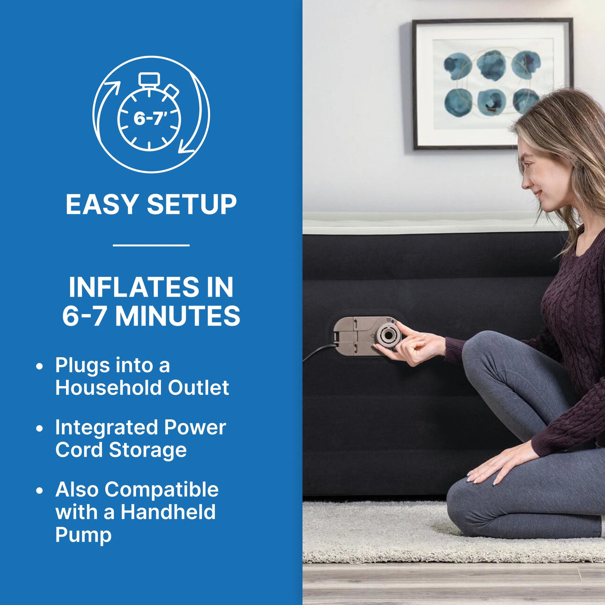 Bestway Tritech Air Mattress King 24" with Built-in AC Pump Included