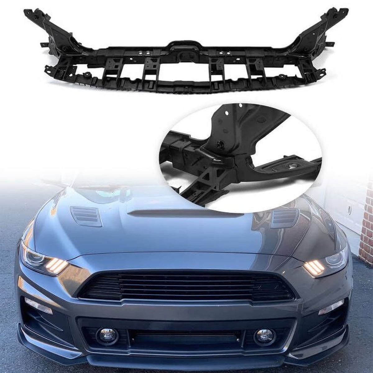 Kojem Black Upper Radiator Support Tie Bar for 2015 2016 2017 Ford Mustang Replaces FO1225227 FR3Z8A284A