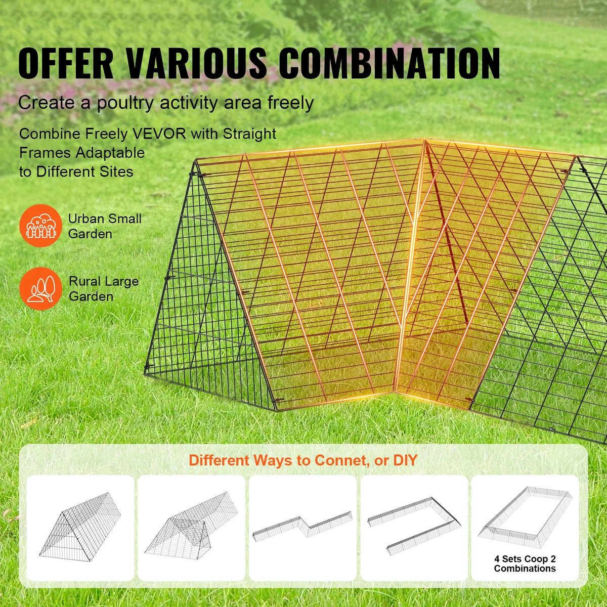 KFFKFF 157.5x39.4x24.2 Inch Chicken Tunnel Portable Outdoor Chicken Tunnel
