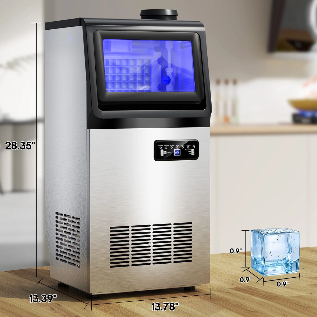 Tittla 70lbs/24H Commercial Ice Maker Machine,Stainless Steel Under Counter ice Machine,37LBS Storage Capacity for Restaurant Home Bar