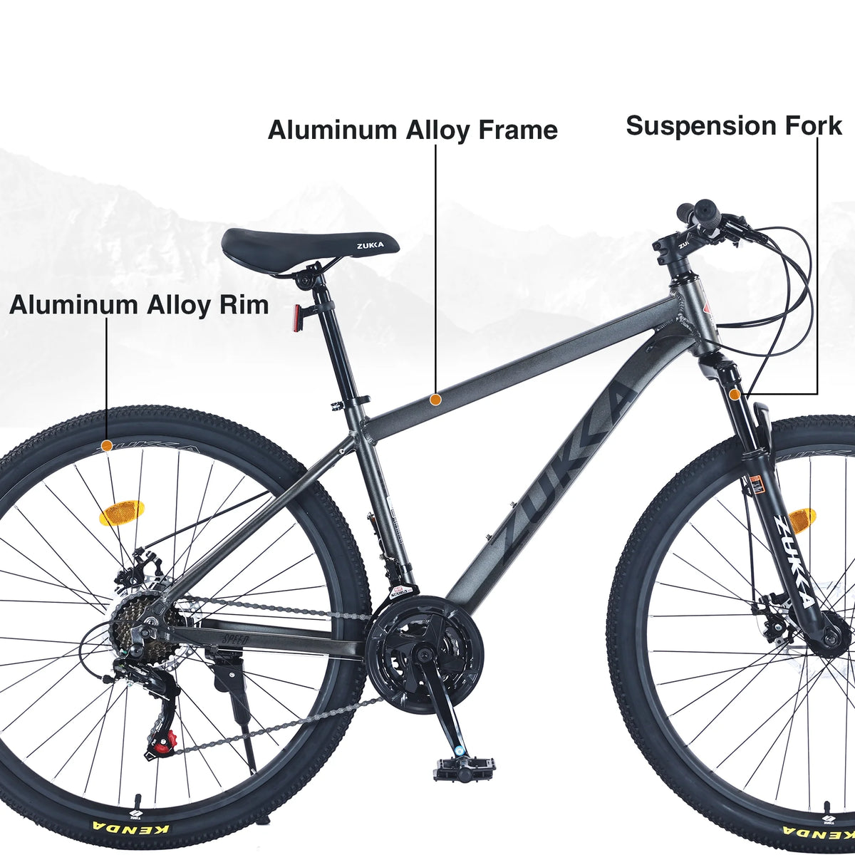 Zukka Mountain Bike 27.5 inch 21 Speed Aluminum Alloy Hardtail Dual Disc Brake Bicycle for Adult Unisex Blue