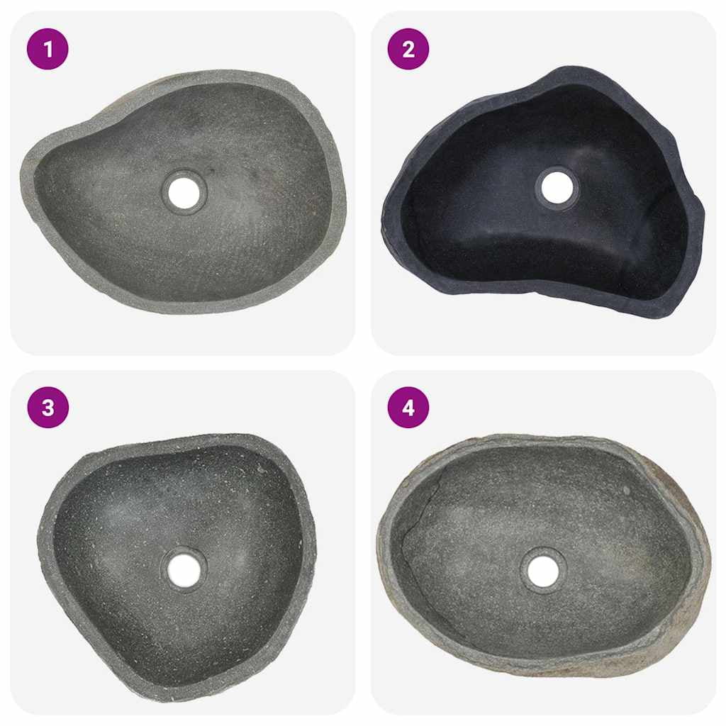 vidaXL Bathroom Basin, Vessel Sink, Easy Assembly, (17.7"-20.9")x(13.4"-16.1")x4.5" River Stone