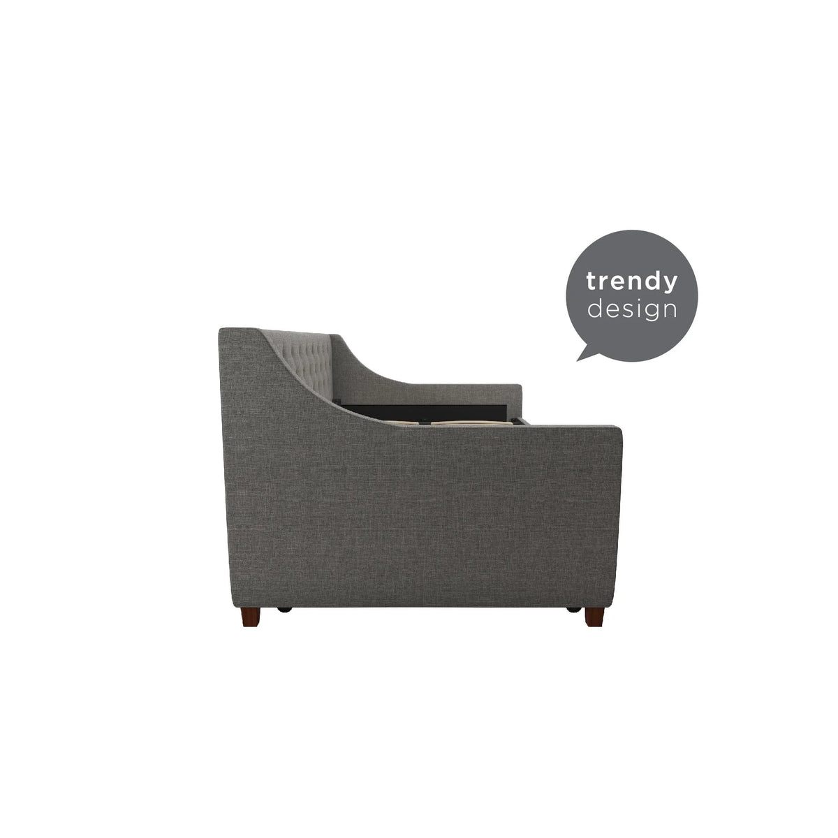 Novogratz Her Majesty Daybed and Trundle, Grey Linen