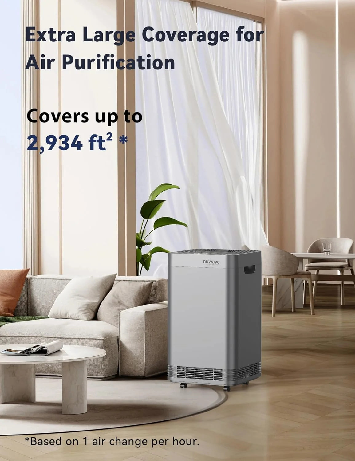 Nuwave Oxypure Smart Air Purifier, 5-Stage Filtration System Contaminants Removed, Nuwave Oxypure Air Purifier, 2,934ft2 Spaces in 60 Minutes, Home, Large