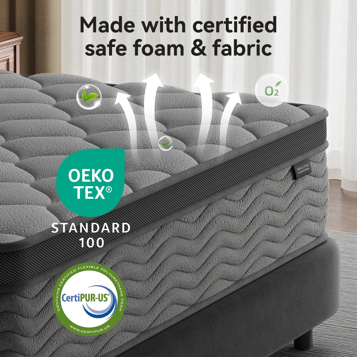 Madevos Queen Mattress 10 inch, Hybrid Mattress in a Box, Memory Foam and Individual Pocket Springs, Pressure Relief, Medium Firm