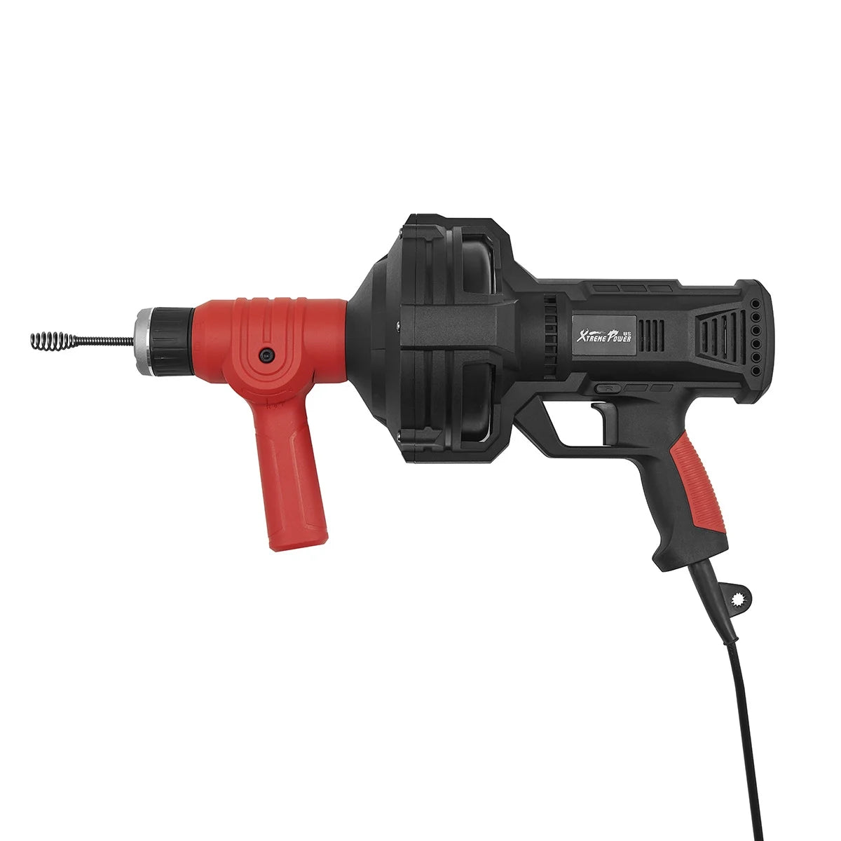 XtremepowerUS Auto Feed Drain Auger Snake - Handheld, 25 Ft, 3/4"-2" Pipes, Red/Black