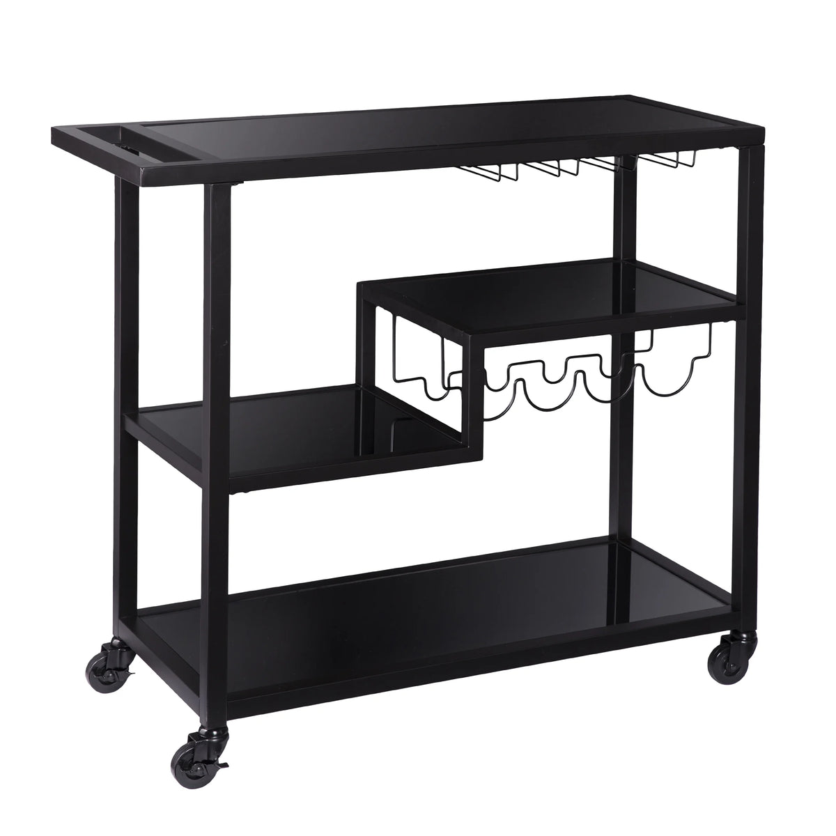 Holly & Martin Zephs indoor Bar Cart - Gunmetal Gray with Black Glass 40 x 37.5