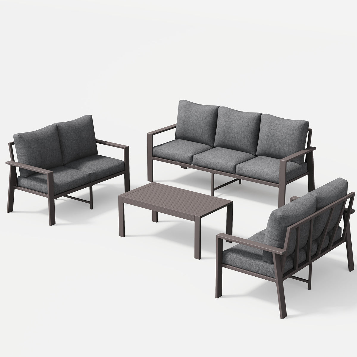 POTEBAN Aluminum Patio Furniture Set, Modern Metal Outdoor Sectional Sofa, Patio Conversation Sets with Side Table for Poolside, courtyard,Blue