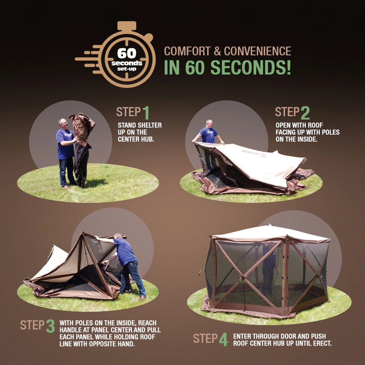 Clam Quick Set Pavilion Portable Camping Outdoor Gazebo Canopy Screen