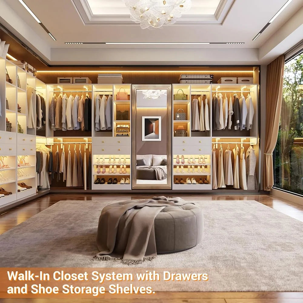 iSunirm 5FT Closet System with Drawers,5FT Closet System with Drawers, 60" Closet Organizer System with 2 Hanging Shelving Perfect Storage Solution for Organizing Your Closet
