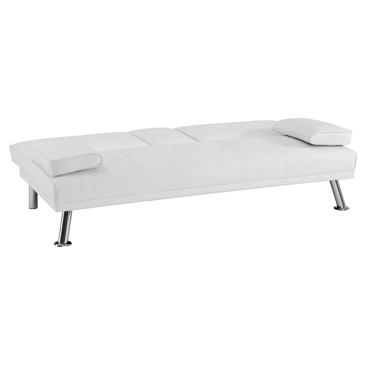 Futon Sofa with Armrest and Cupholders by Naomi Home-Color:White