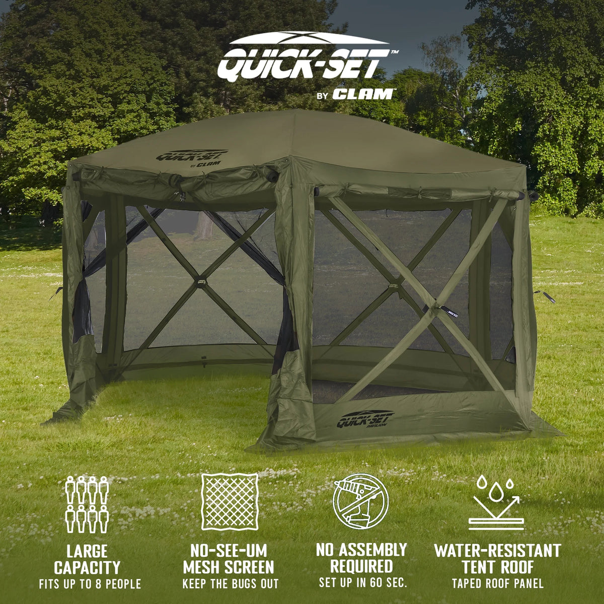 Clam Quick Set Pavilion Portable Camping Outdoor Gazebo Canopy Screen