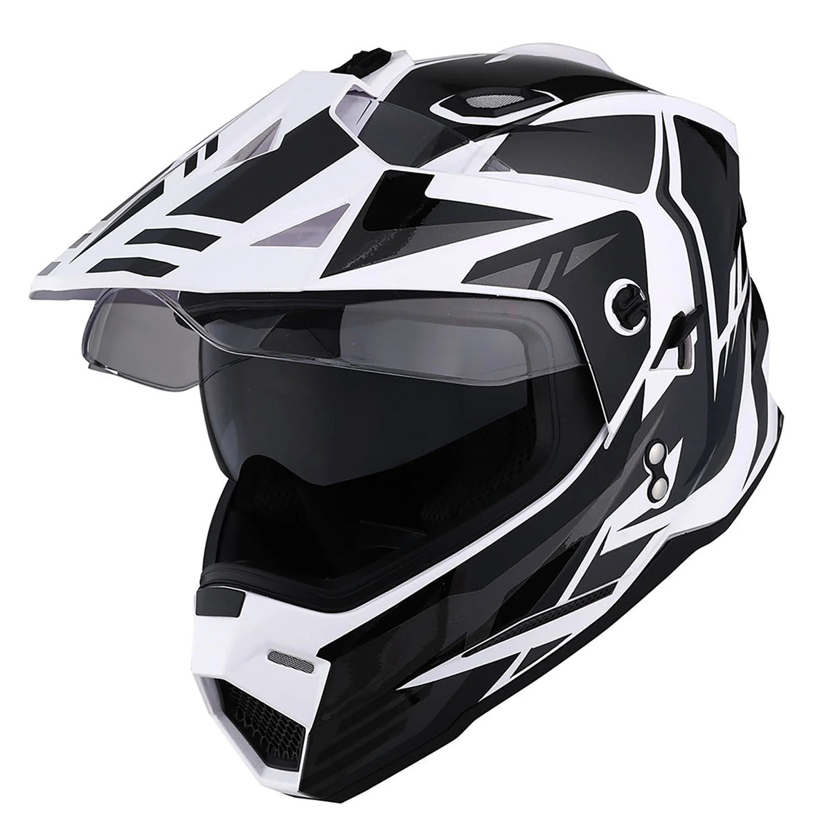 1Storm Youth Kids Dual Sport Dual Visor Motorcycle Motocross Off Road Full Face Helmet: HF802Youth Matt Black + Motorcycle Bluetooth Headset