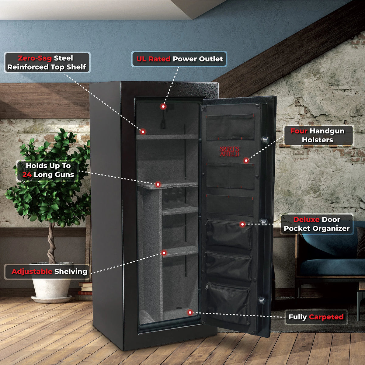 Sports Afield Preserve Series Gun Safe E-Lock Black SA5924P
