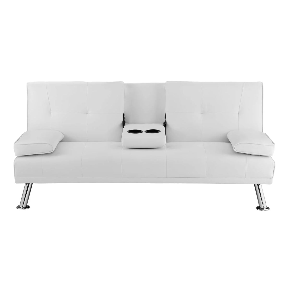 Futon Sofa with Armrest and Cupholders by Naomi Home-Color:White