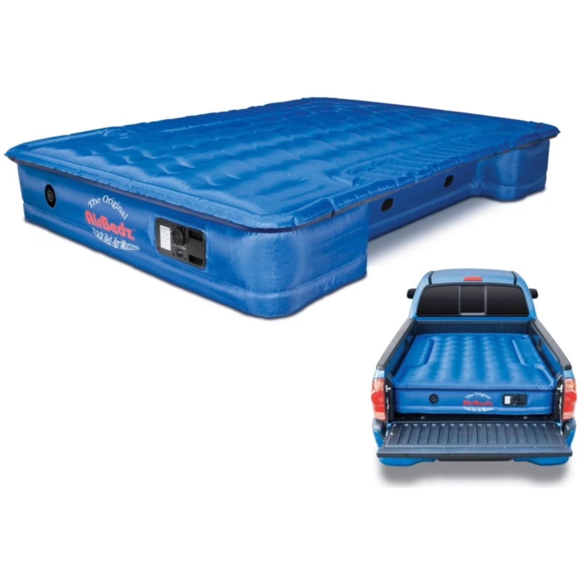 Airbedz by Pittman Outdoors - Truck Bed Air Mattress Full Size 8.0' Ft Bed With Built-In Rechargeable Battery Air Pump Blue