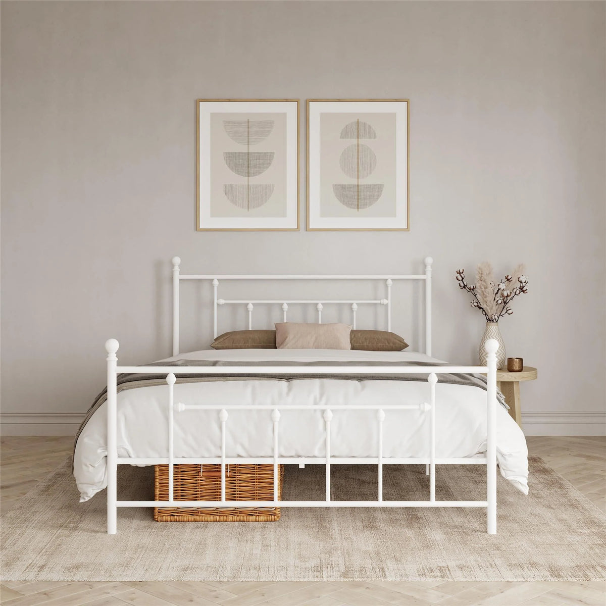 DHP Manila Metal Platform Bed with Adjustable Height, Full, White