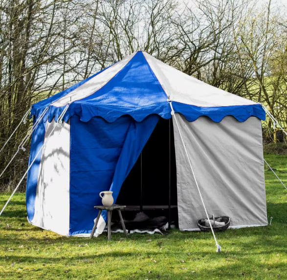 WEEKEND SALE Camping Tent Medieval Knight Harold square Blue- White Water proof Tent 4.5x4.5 M