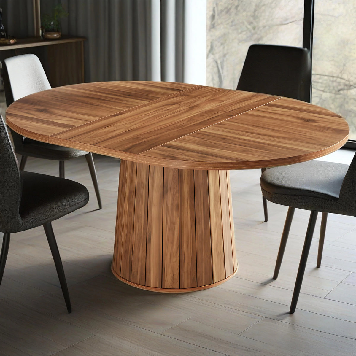 Topcobe 55" Dining Table, Wood Oval Kitchen Dinner Tables, Modern Kitchen Table, Pedestal Dining Table, Kitchen & Dining Room Furniture