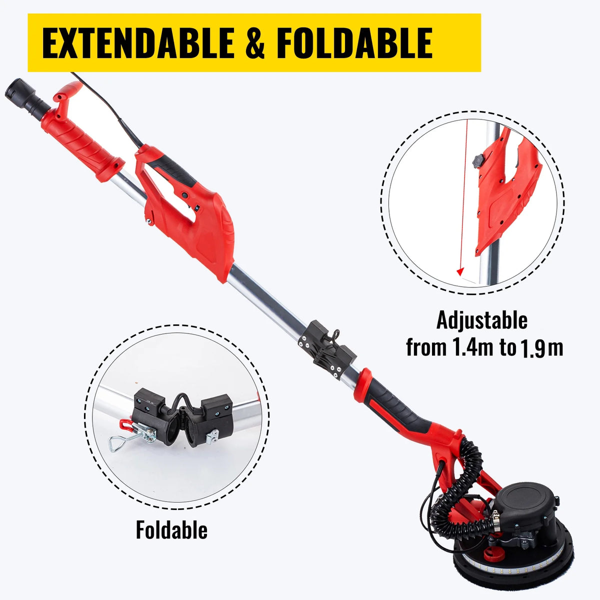 VEVOR 850W, 110V, 8.86" Electric Drywall Power Sander, 1750 RPM 6 Speeds