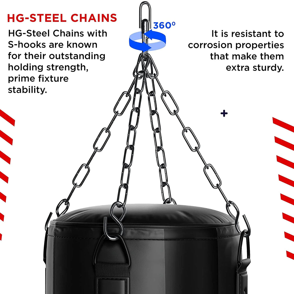 RDX 4PC Punching Bag Anti Swing Heavy Filled Set, Non Tear Maya Hide Leather Adult Bag with Ceiling Hook Punching Gloves Chain, Kickboxing Boxing MMA Muay Thai Karate Training, 60 lb, 80 lb
