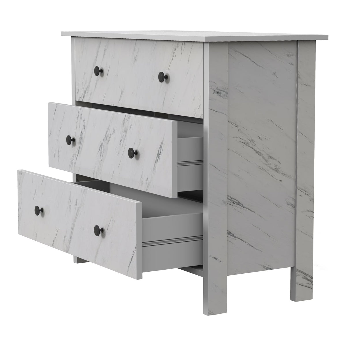Furniture of America Tilde Adult Modern 3-Drawer Cabinet Vertical Dresser, Marble White