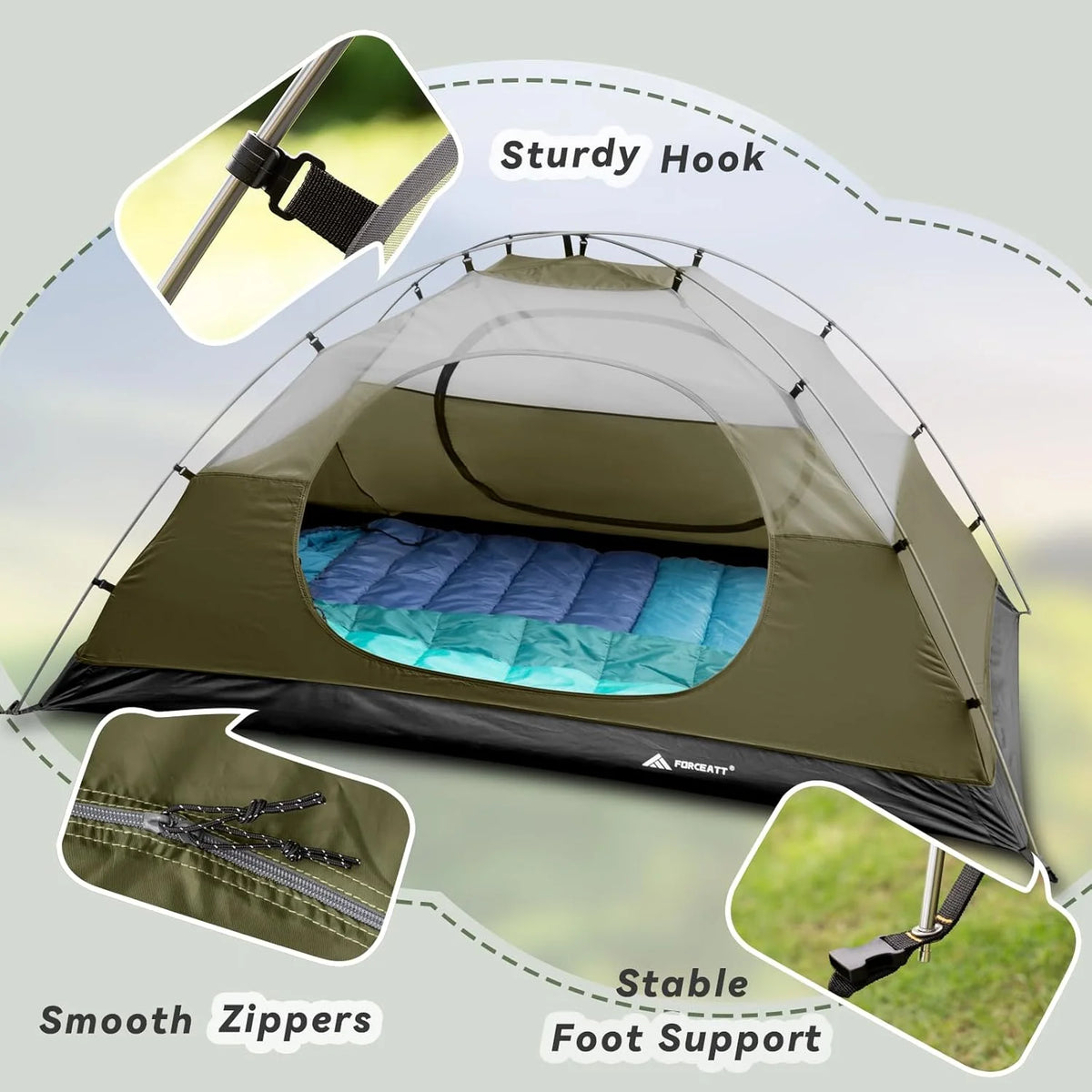 Camping Tent 2/3/4 Person, Professional Waterproof & Windproof Lightweight Backpacking Tent Suitable for Outdoor,Hiking,Camping, Mountaineering and Travel