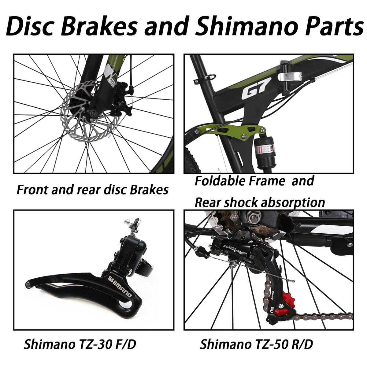 Eurobike 27.5” Full Suspension Folding Mountain Bike Foldable Frame Bicycle Disc Brakes Men or Women Bikes for Afults Green