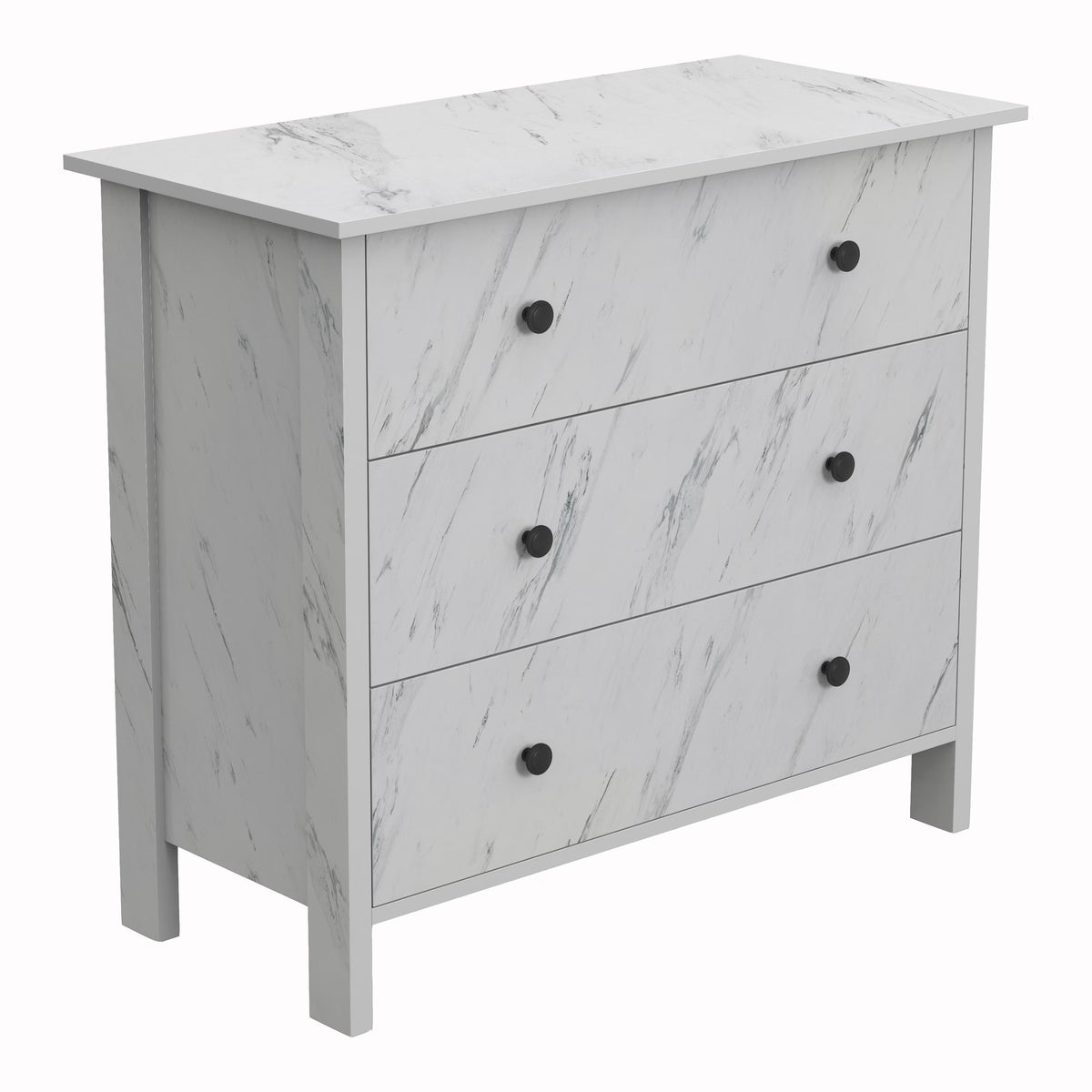 Furniture of America Tilde Adult Modern 3-Drawer Cabinet Vertical Dresser, Marble White