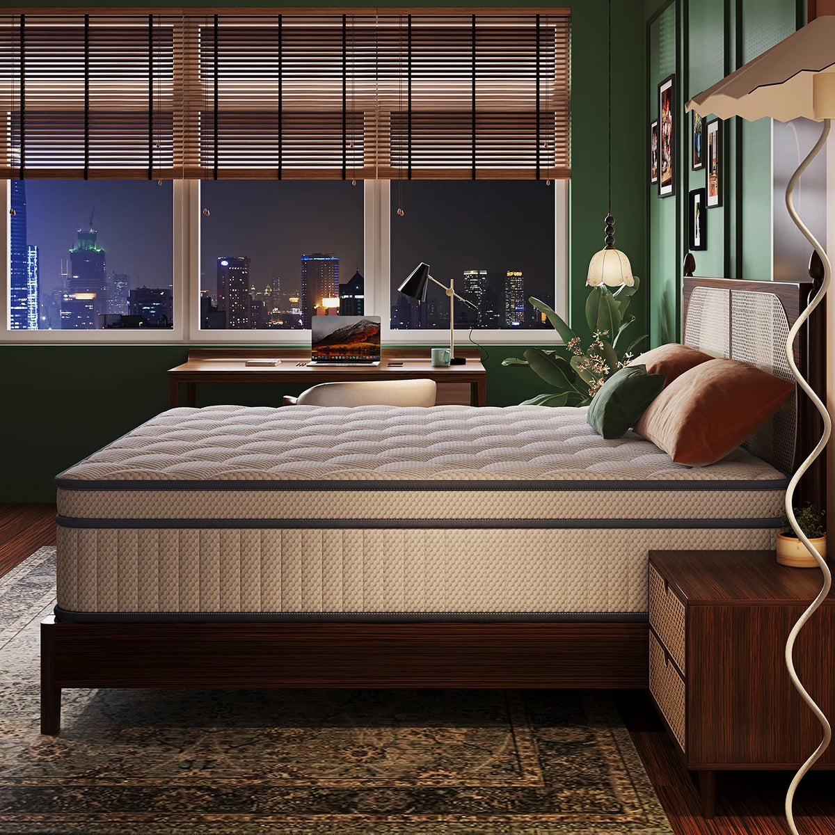 Queen Mattress , 14 Inch Queen Size Mattresses in a Box with Hybrid Medium Memory Foam and Box Spring