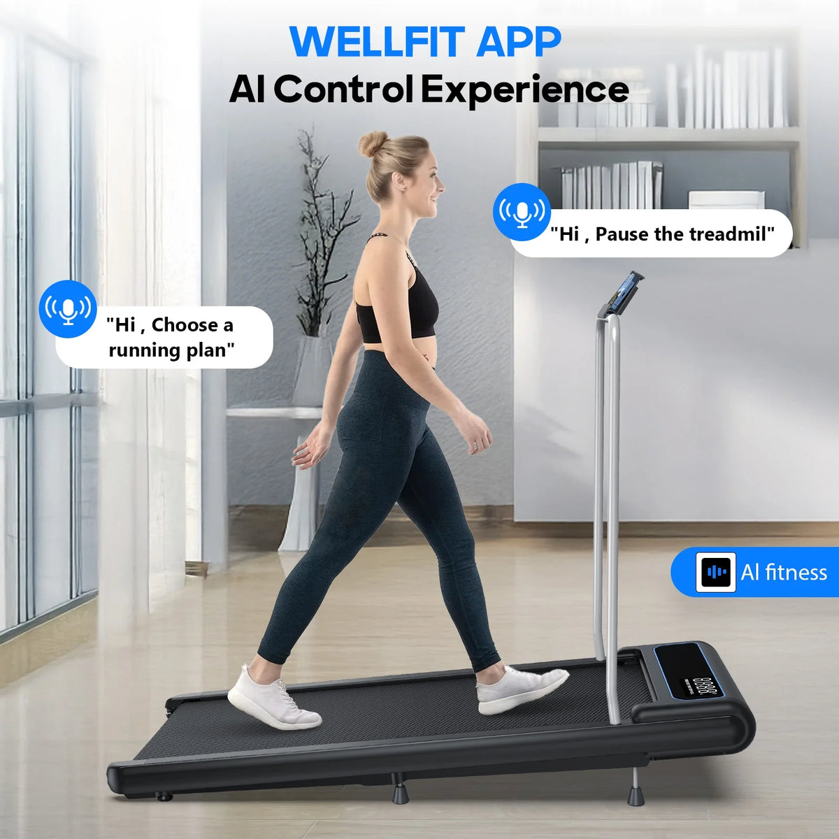 YZRUN Walking Pad, 2.5 HP Treadmills for Home Small with Handles, 5 MPH Under Desk Treadmill Walking Pad, 265 LBS
