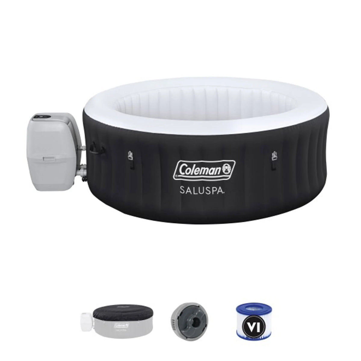 Coleman 4 Person 60 Jet Outdoor Spa, Inflatable Hot Tub, Gray