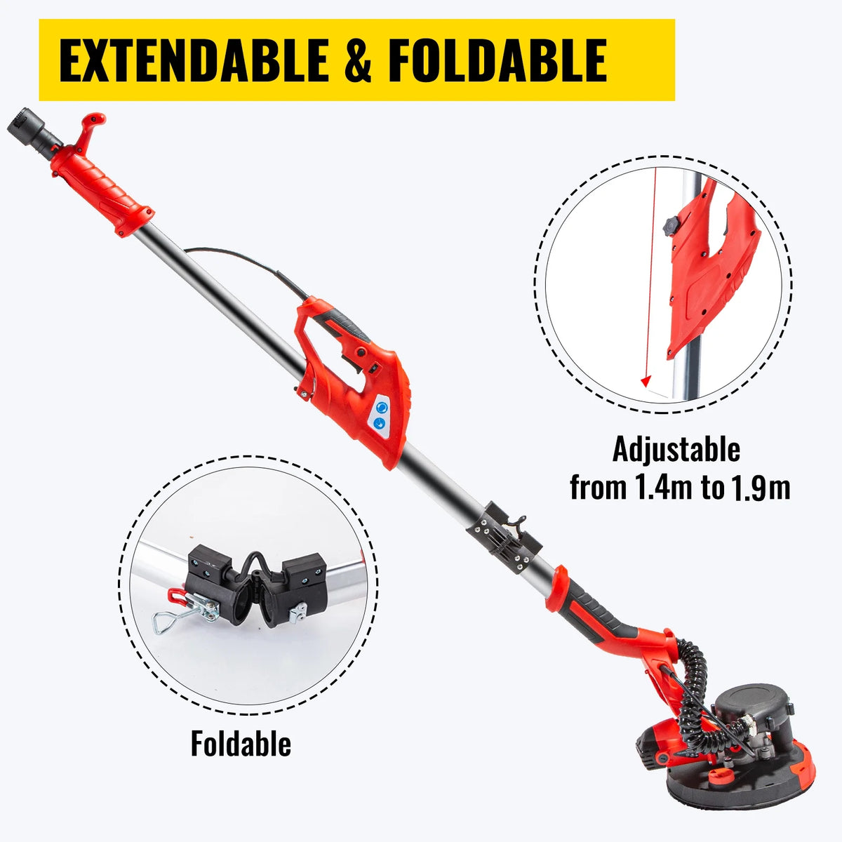 VEVOR 850W, 110V, 8.86" Electric Drywall Power Sander, 1750 RPM 6 Speeds
