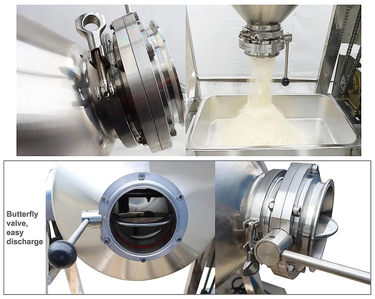 PreAsion 60L Stainless Steel Dry Powder Mixer Metal Metallurgy Powder Blender Drum Powder Blender 110V