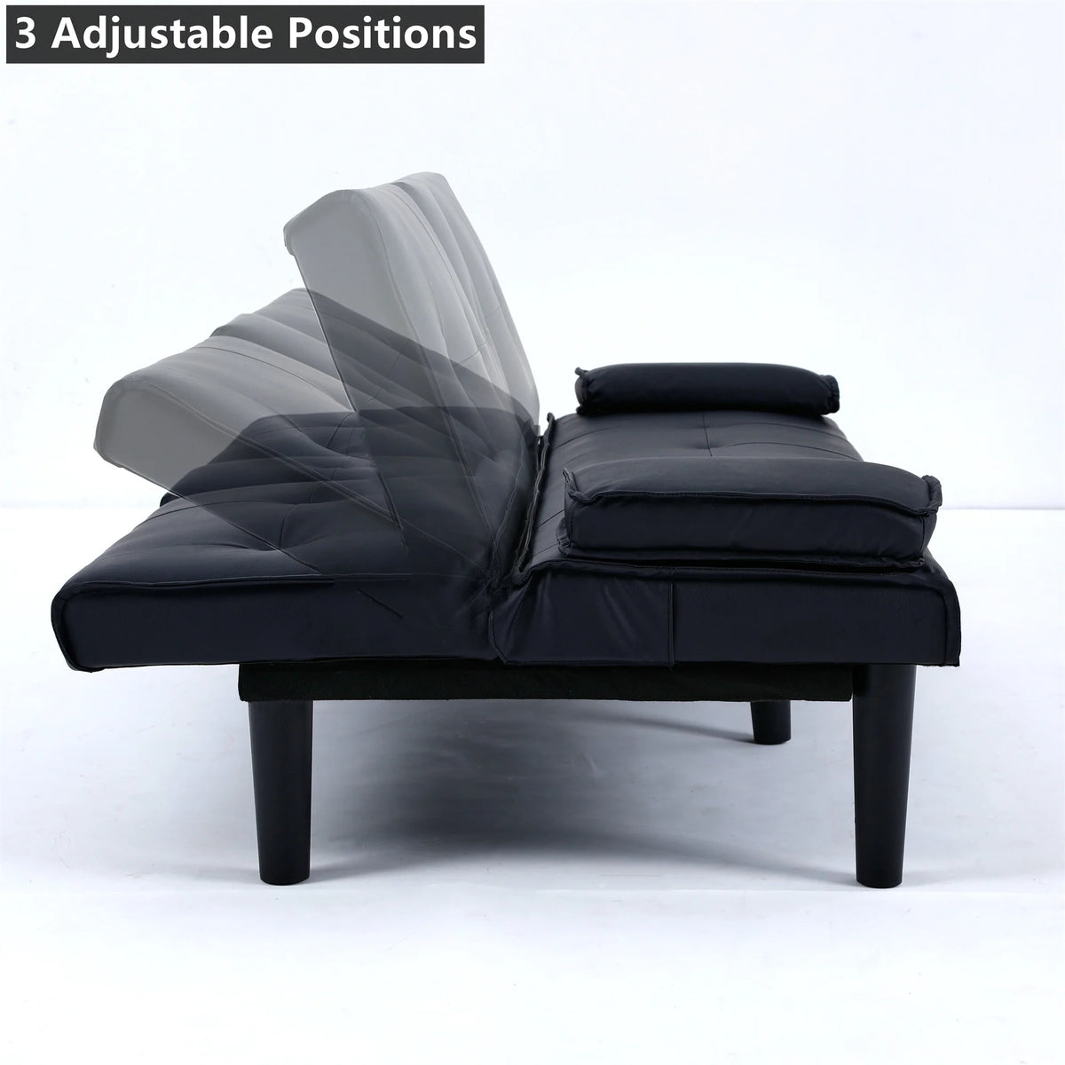 Aukfa Faux Leather Futon Convertible Sofa Bed for Home Office Twin Size, Black&White