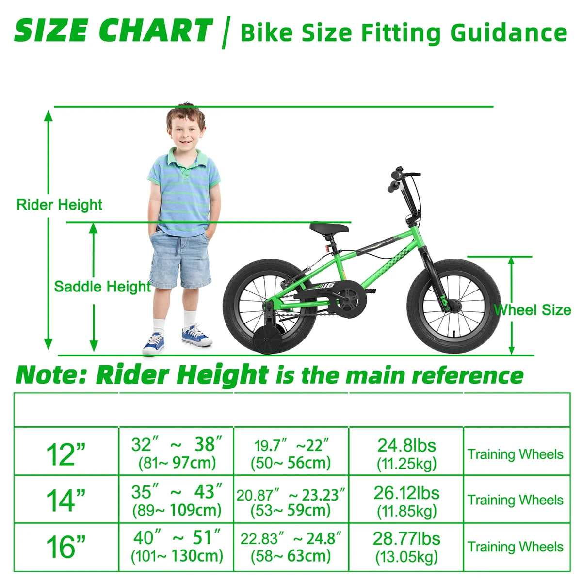GLAF 12 14 16 Inch Kids Bike BMX Style Bicycle with Training Wheels Coaster Brake for 3-8 Years Old Toddlers Boys Girls Multiple Colors