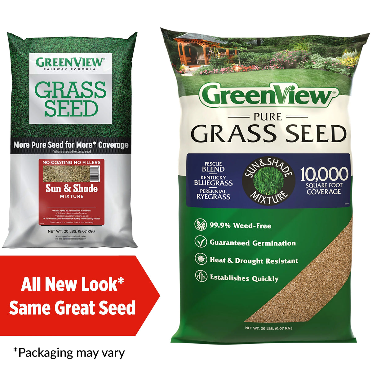 GreenView Pure Grass Seed Sun & Shade Mixture, 20 lb. Bag C Covers up to 10,000 sq. ft.