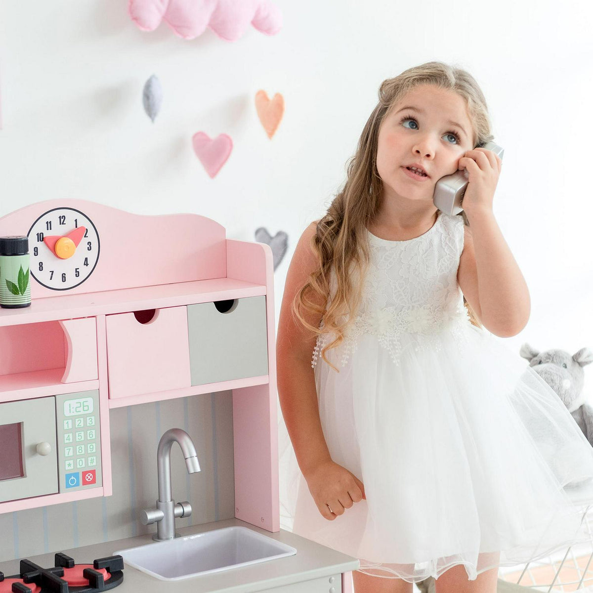 Teamson Kids - Little Chef Florence Classic Play Kitchen - Pink / Grey