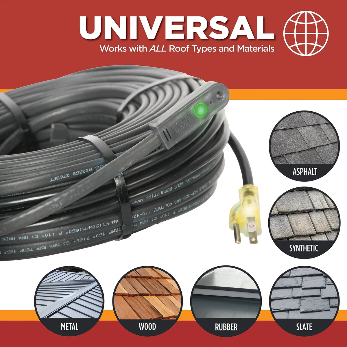 Radiant Solutions Heat Tape Pro Heating Cable For Roof & Gutter 120V 6FT