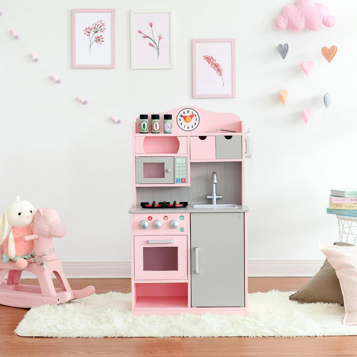 Teamson Kids - Little Chef Florence Classic Play Kitchen - Pink / Grey