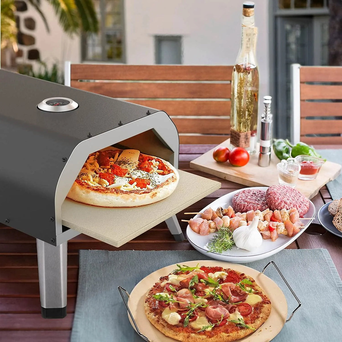 ASA Gas Pizza Oven, 12 Gas Pizza Oven with Pizza Stone, Stainless Steel Pizza Maker for Outdoor Cooking