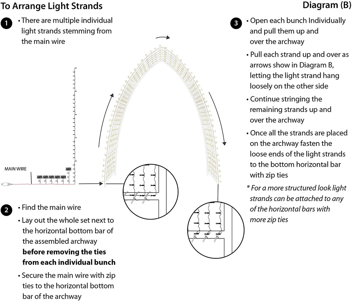 ProductWorks 88" Warm White LED Steel Arbor, 500 Lights with 8 Functions