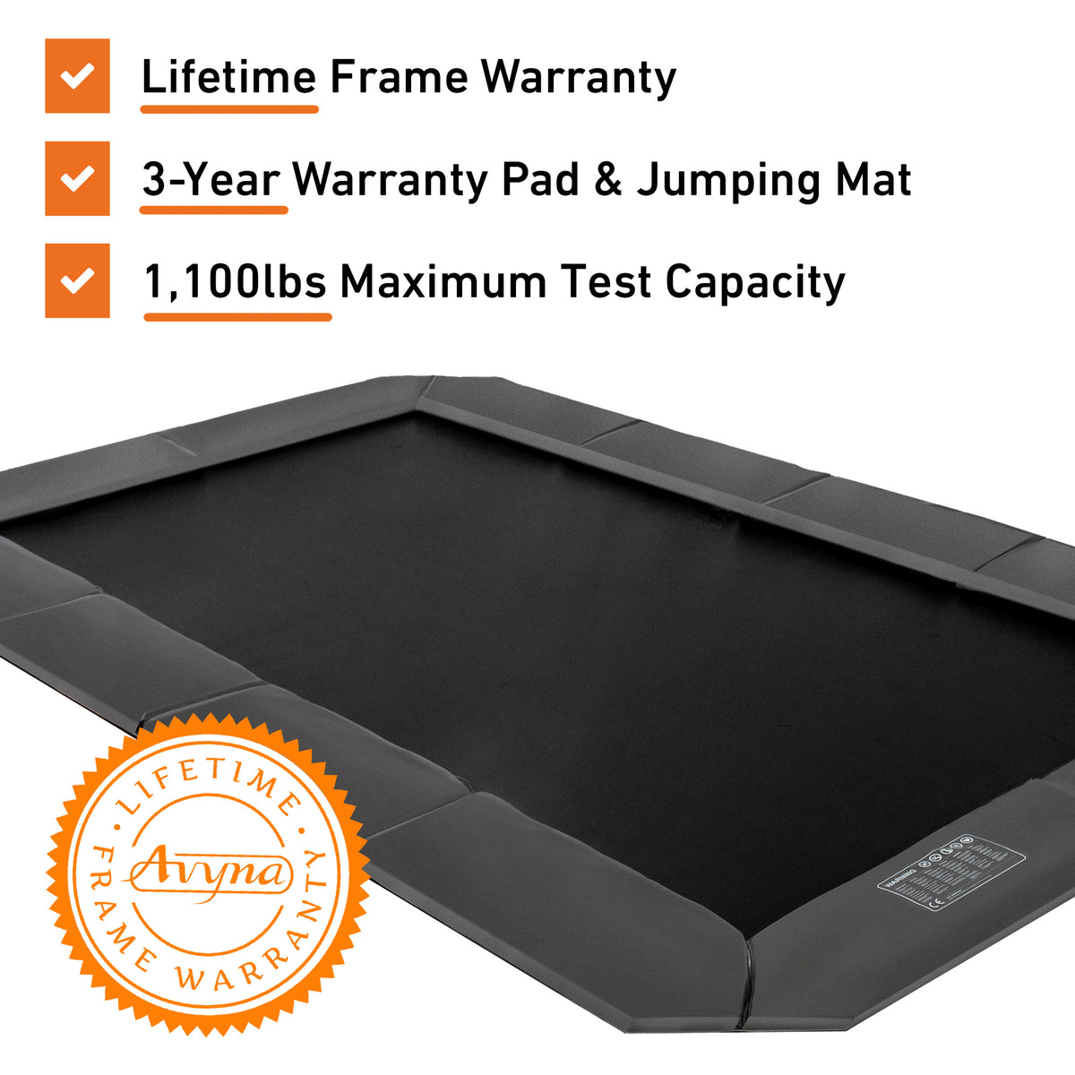 Avyna Pro-Line 10x17' Rectangle In-Ground Trampoline - Large Outdoor Trampoline for Kids and Adults - Rectangular Trampoline with Advanced Safety Features for Backyard Recreation