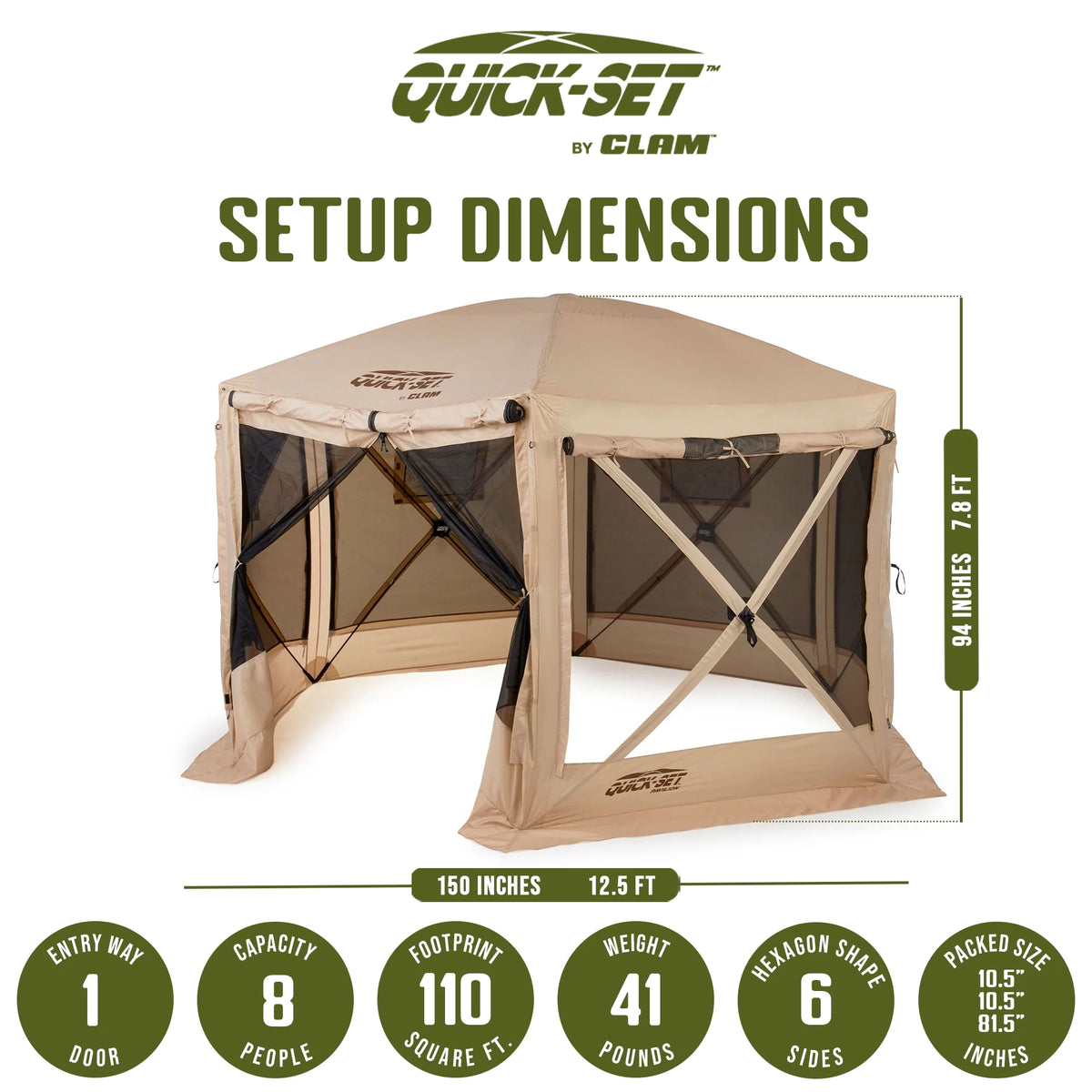 Clam Quick Set Pavilion Portable Camping Outdoor Gazebo Canopy Screen