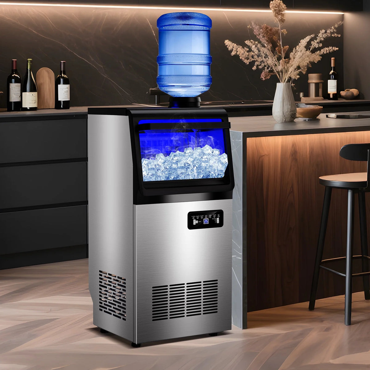 Tittla 70lbs/24H Commercial Ice Maker Machine,Stainless Steel Under Counter ice Machine,37LBS Storage Capacity for Restaurant Home Bar