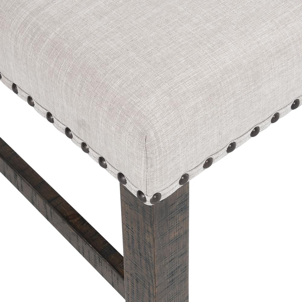 Jofran Willow Creek Distressed Solid Pine Upholstered Dining Bench